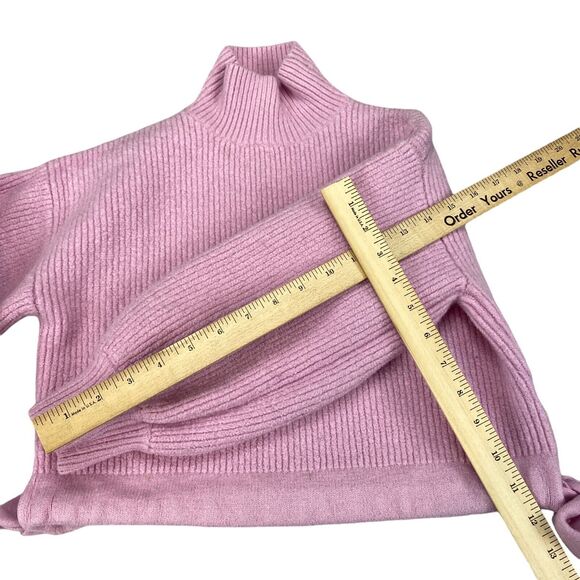 PAPER LONDON Wool Sweater Pink Women's Sz XS Cropped Mock Neck Pullover - Picture 5 of 11